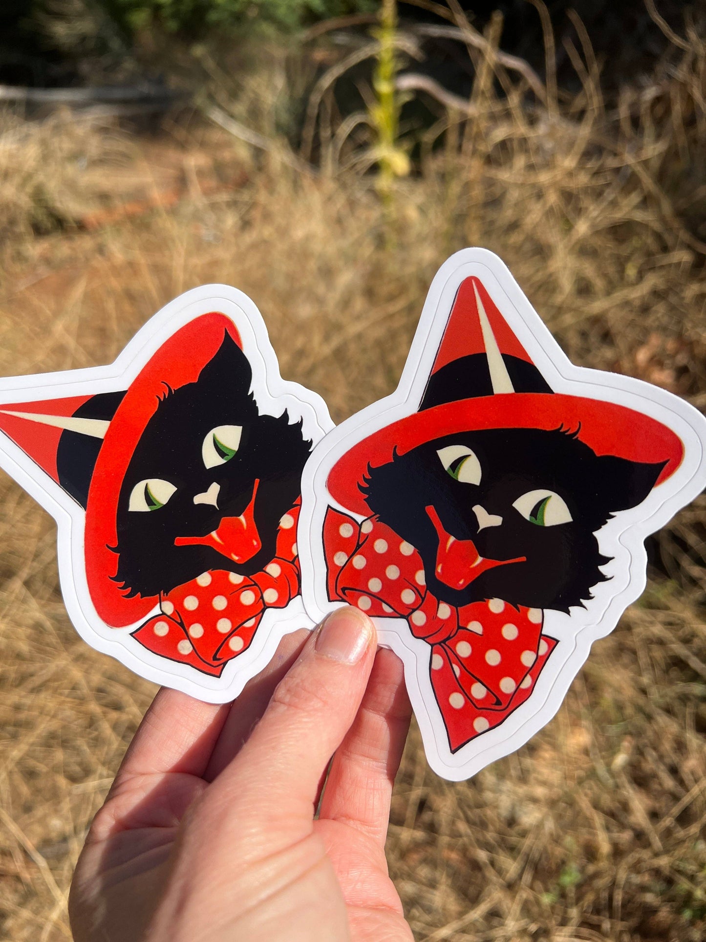 1920s Vintage Cat Witch Halloween Sticker
