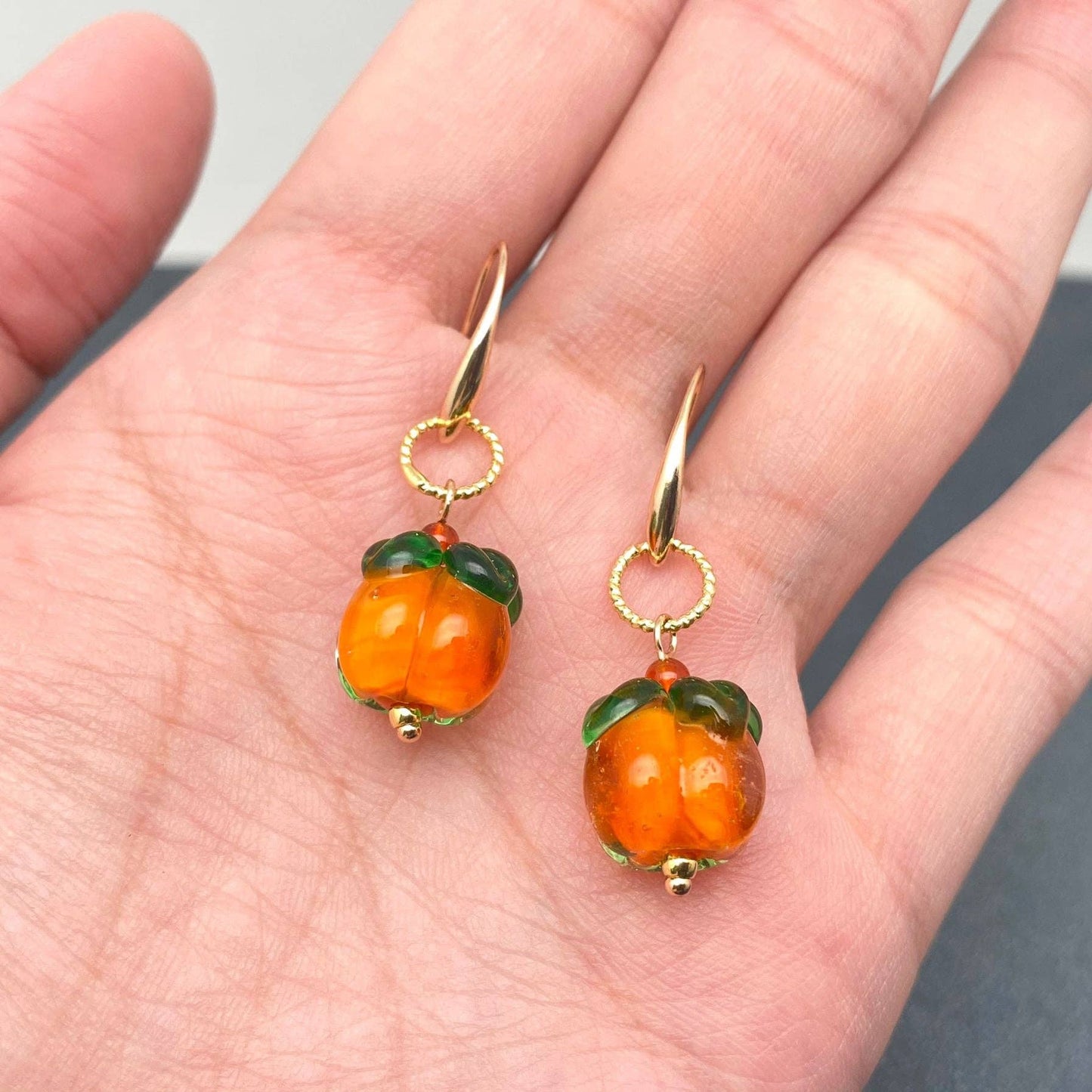 Glazed Persimmon Dangle Earrings