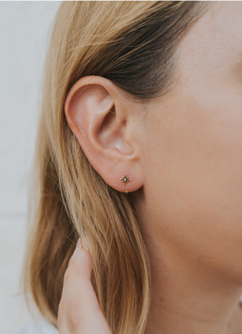 Gold Icon Huggie Earrings - Star