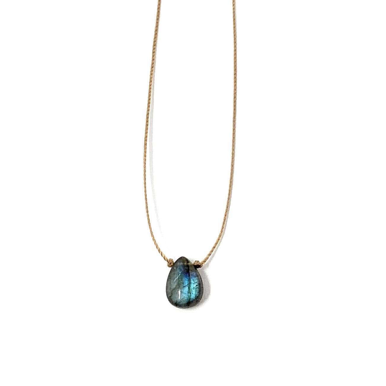 Labradorite Smooth Teardrop Necklace