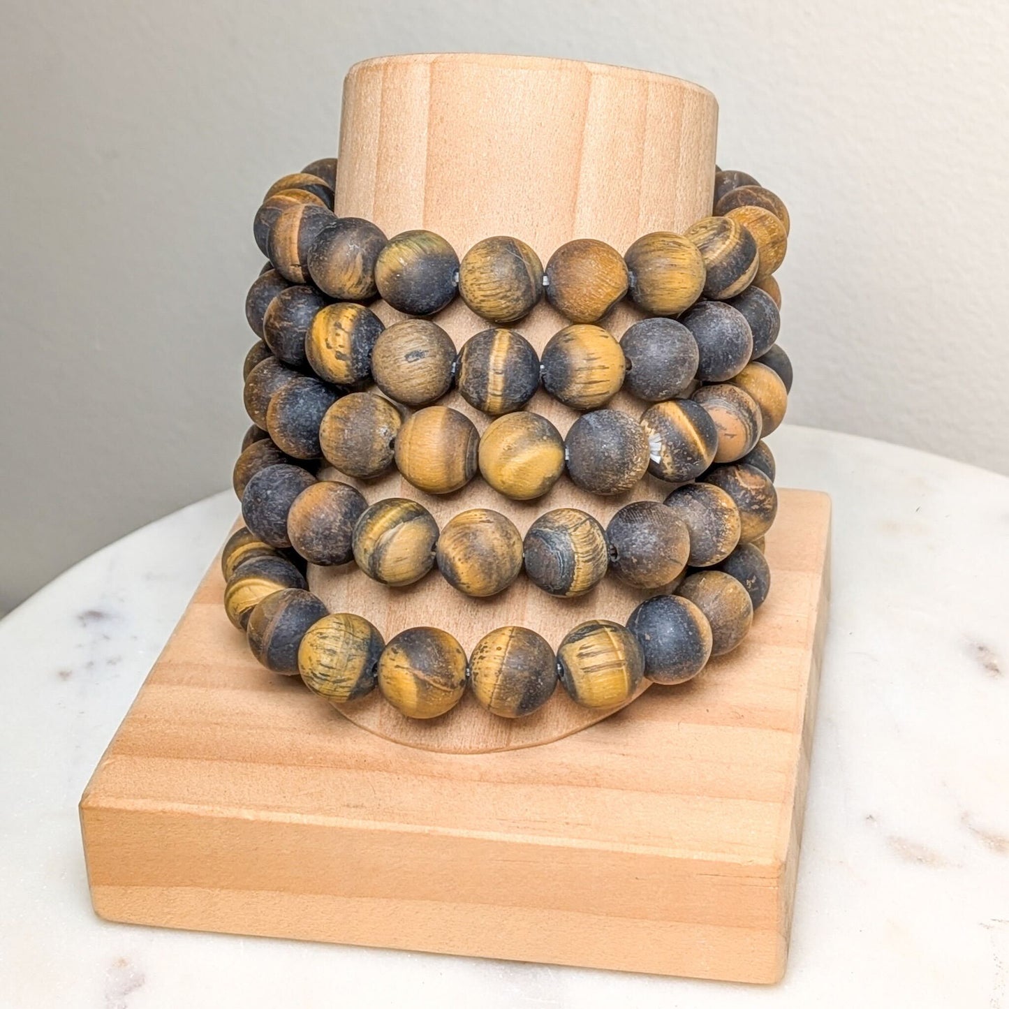 Tigereye 7.5" Matte Crystal Bead Bracelet
