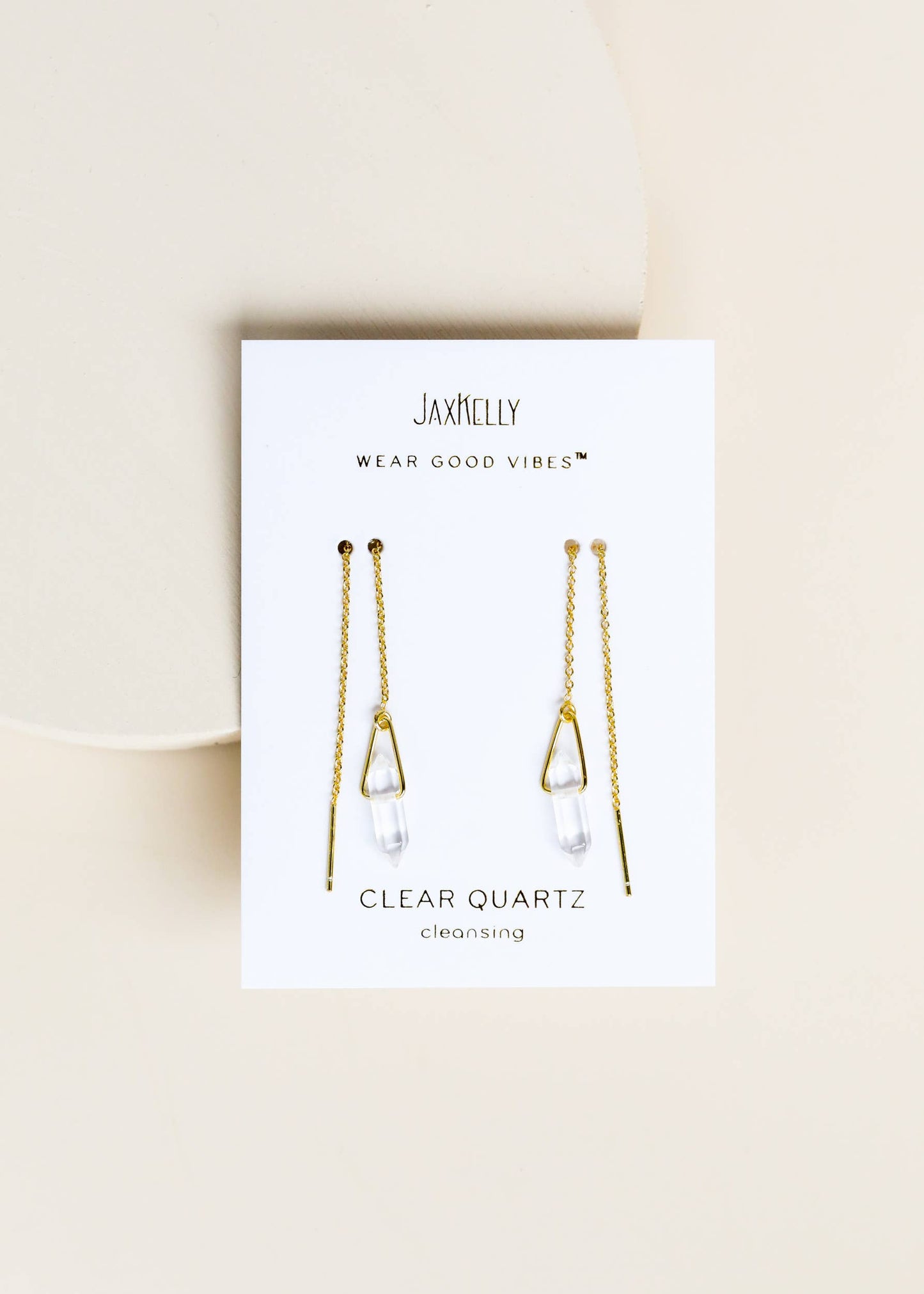 Gold Threader Earrings - Clear Quartz | Jax Kelly