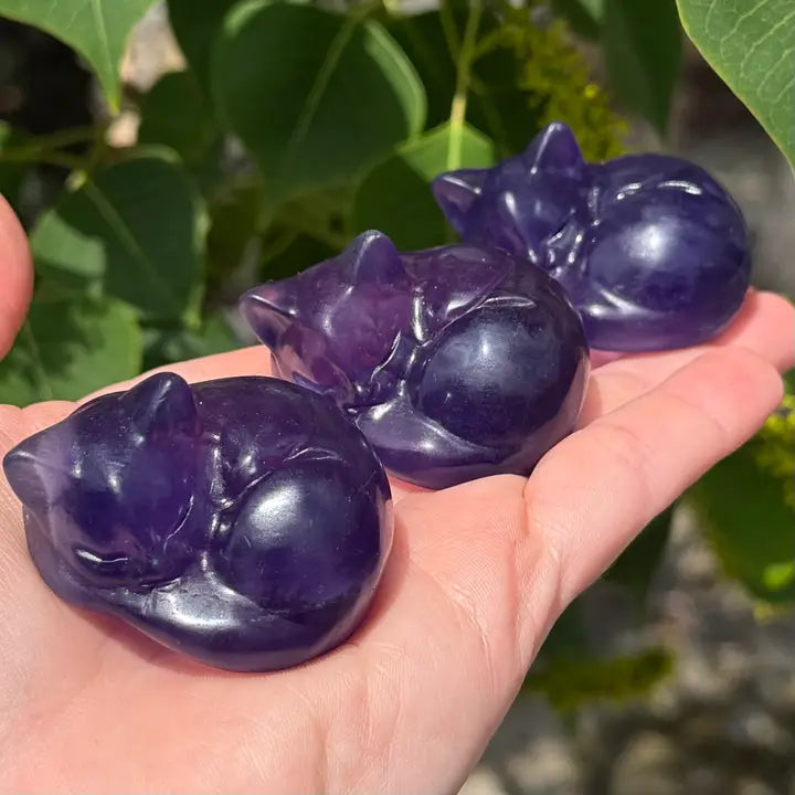 Sleeping Purple Fluorite Kitty