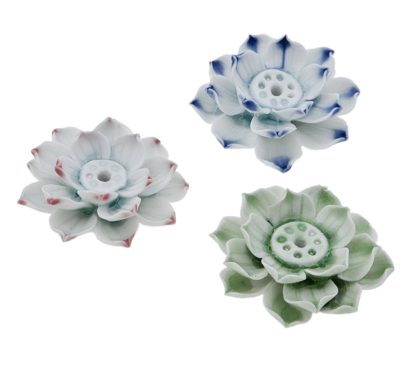 Ceramic Lotus Incense Burner - Blue