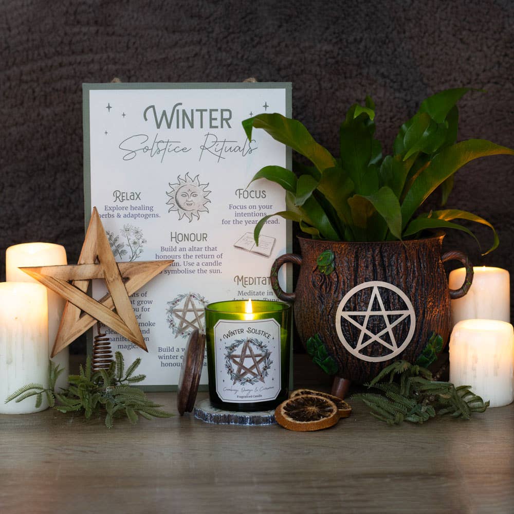 Winter Solstice Candle | Cranberry, Orange & Cinnamon in Green Glass Jar