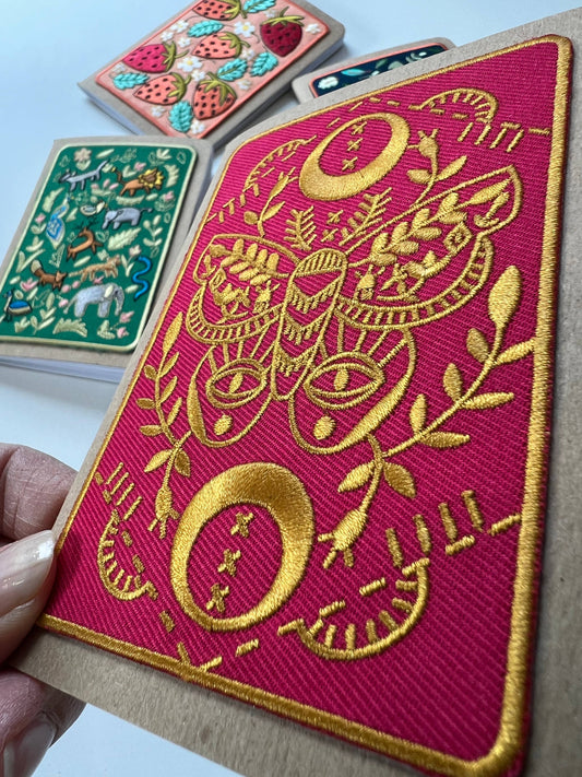 Mythic Moth Embroidered Pocket Notebook with kraft paper cover, second view, at Ordinary Magic in Savannah, GA.