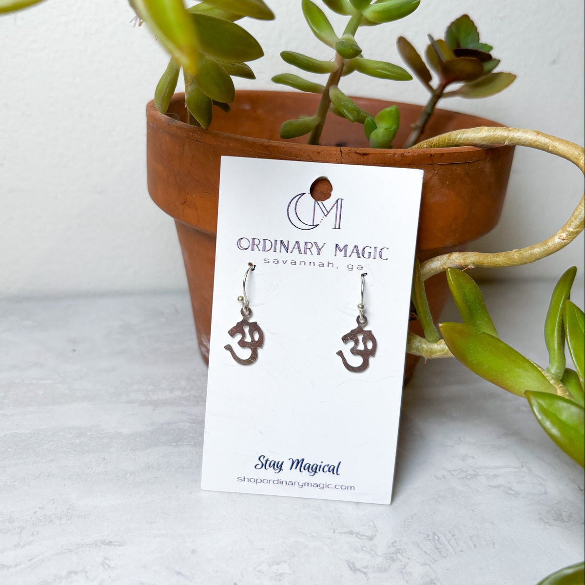 OM Dangle Earrings | Gold and Silver