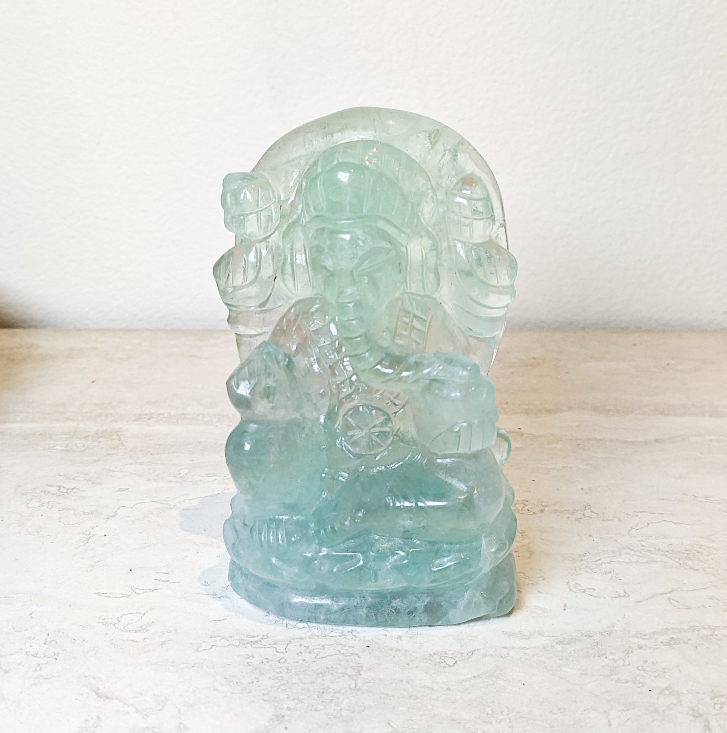 Carved Crystal Fluorite Ganesha
