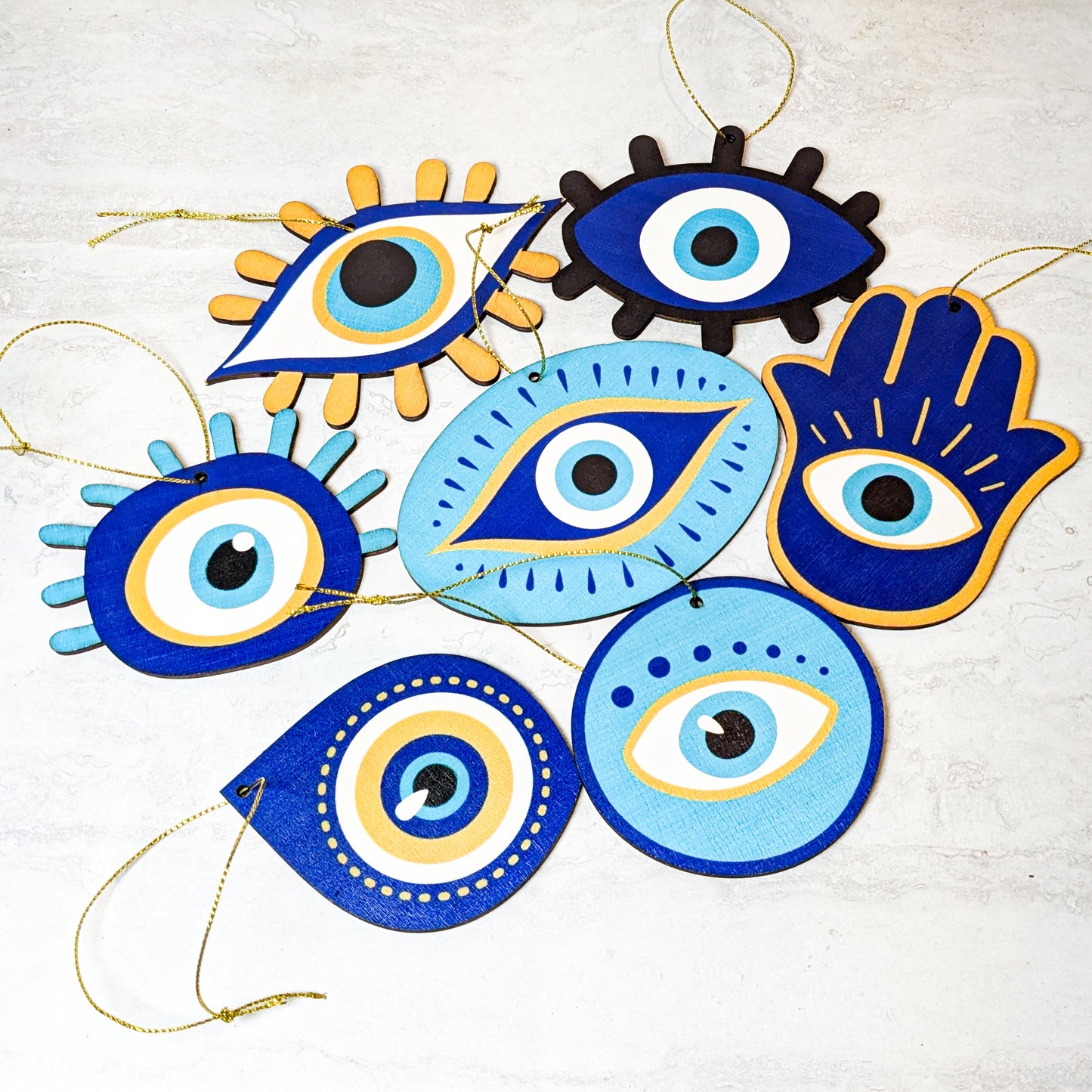 Wooden Evil Eye Ornaments | Assorted Designs