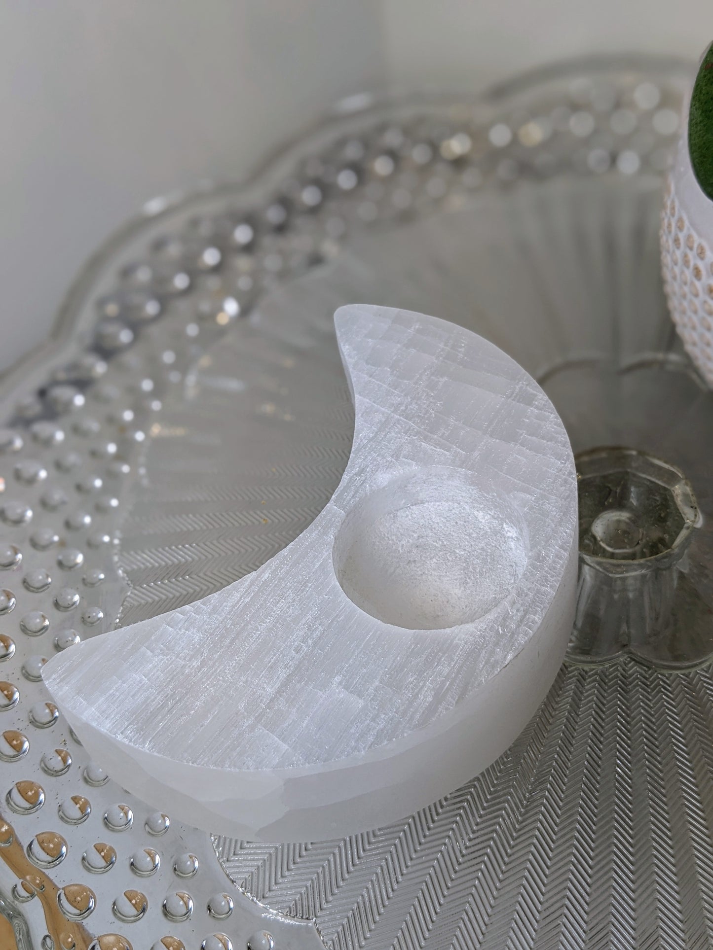 Selenite T-light Holder - Moon