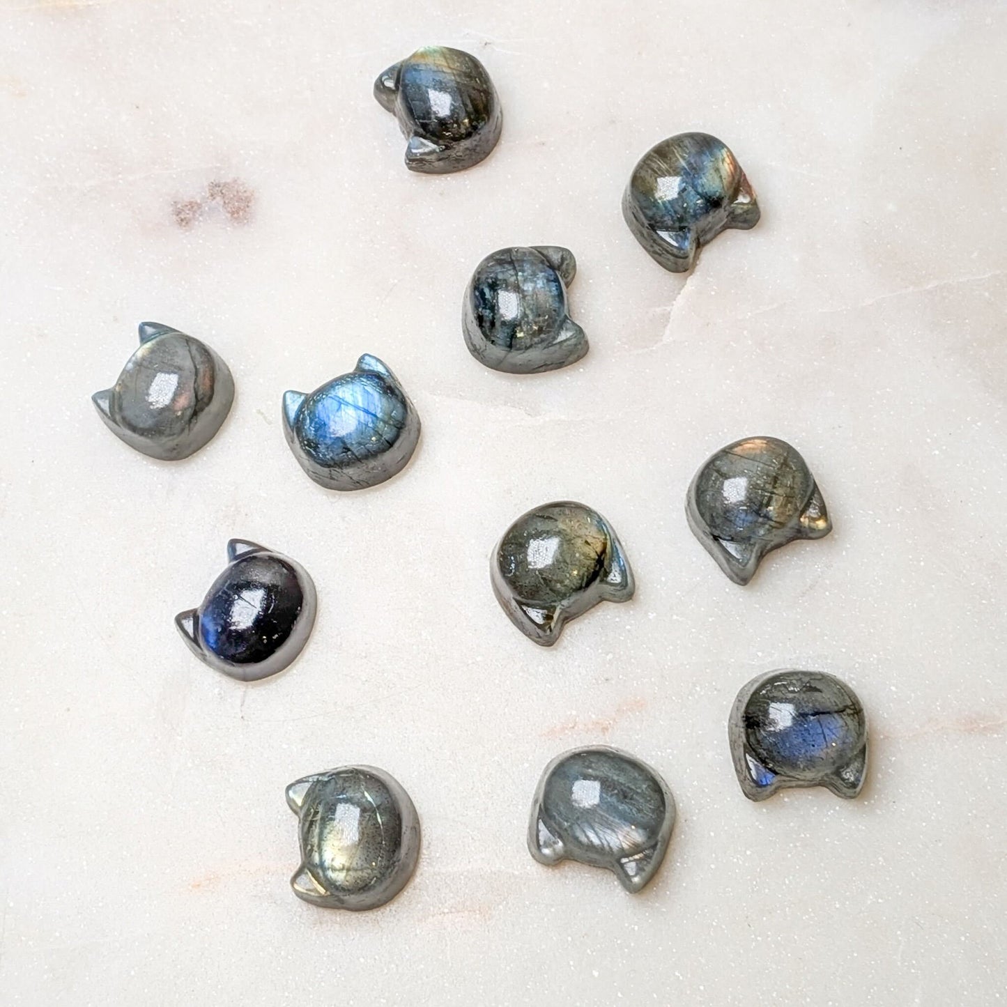 Mini Labradorite Kitty Heads