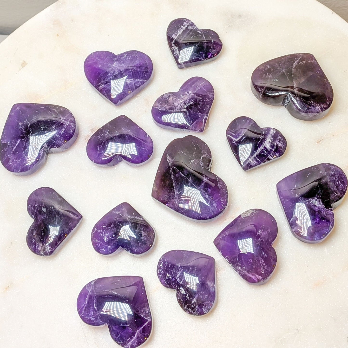 Mini Amethyst Puff Hearts