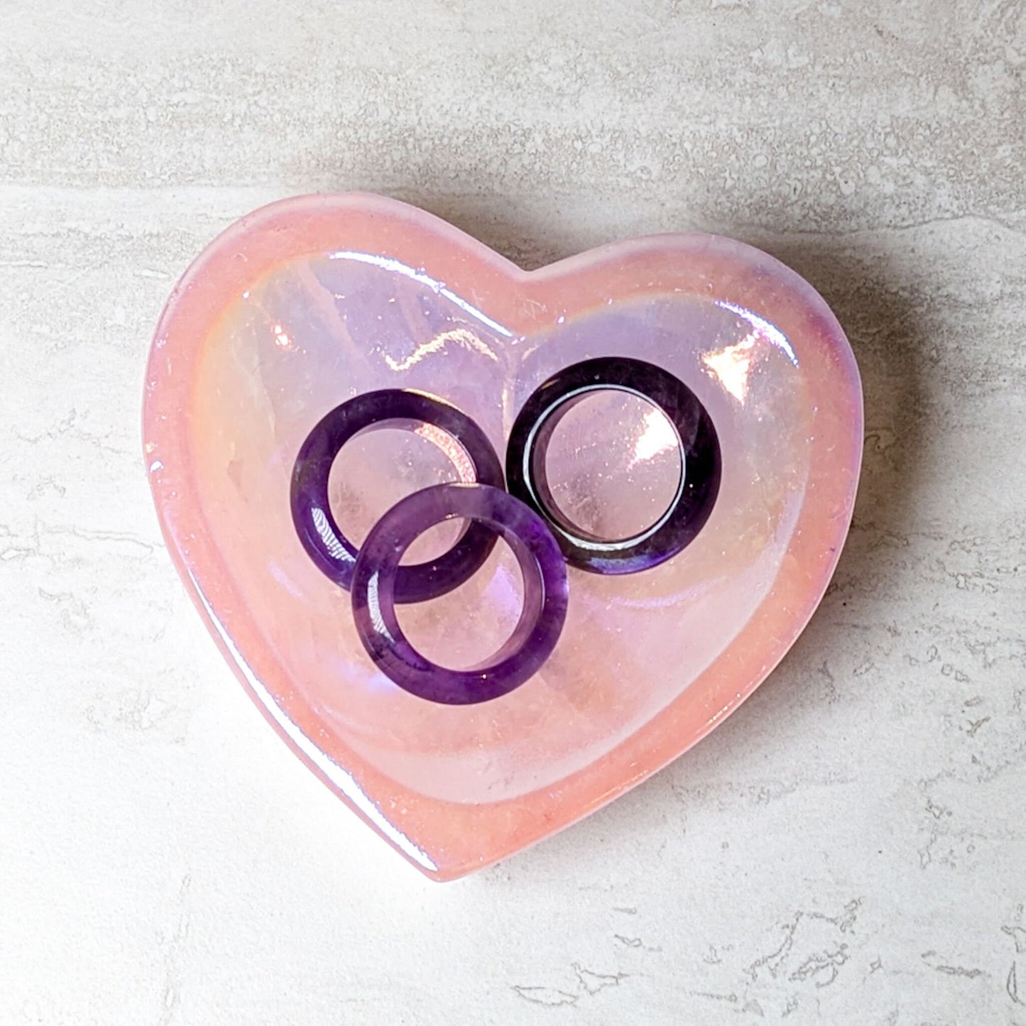 Angel Aura Rose Quartz Heart Dish