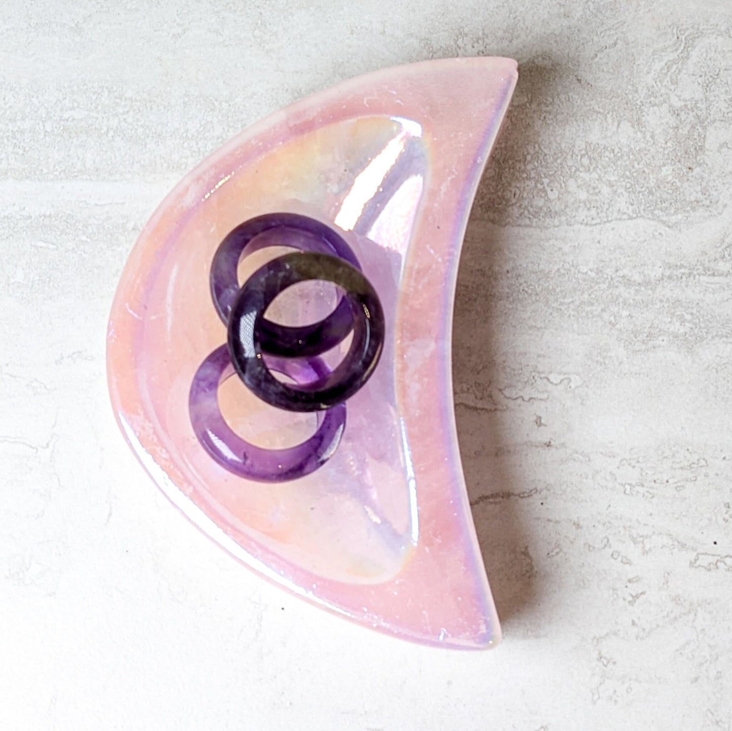 Angel Aura Rose Quartz Moon Dish