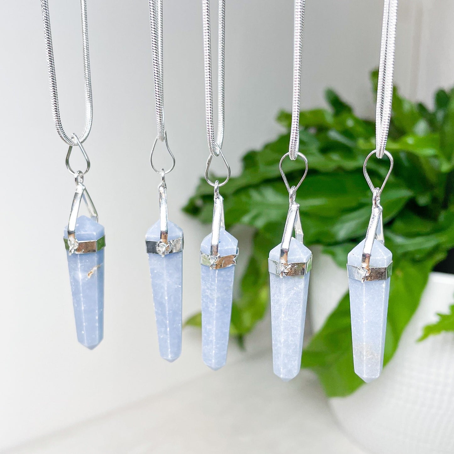 Angelite Pendant Point Necklace