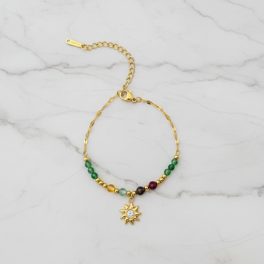 Beaded Sun Charm Bracelet