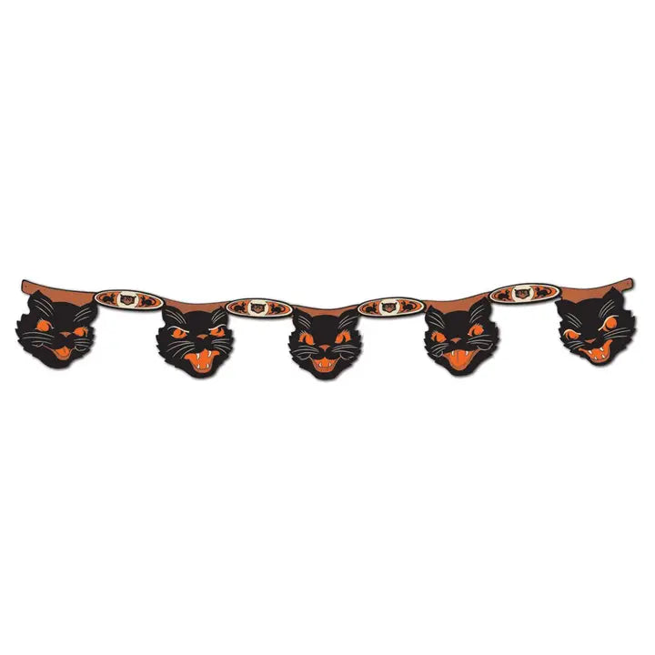 Vintage Halloween Cat Garland | 7.5" x 4'