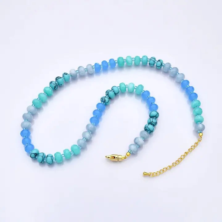 18K Gold-Filled Blue Gradient Rondelle Gemstone Necklace