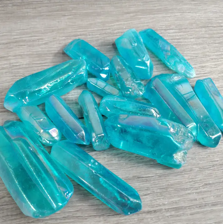 Blue Aqua Aura Quartz Points