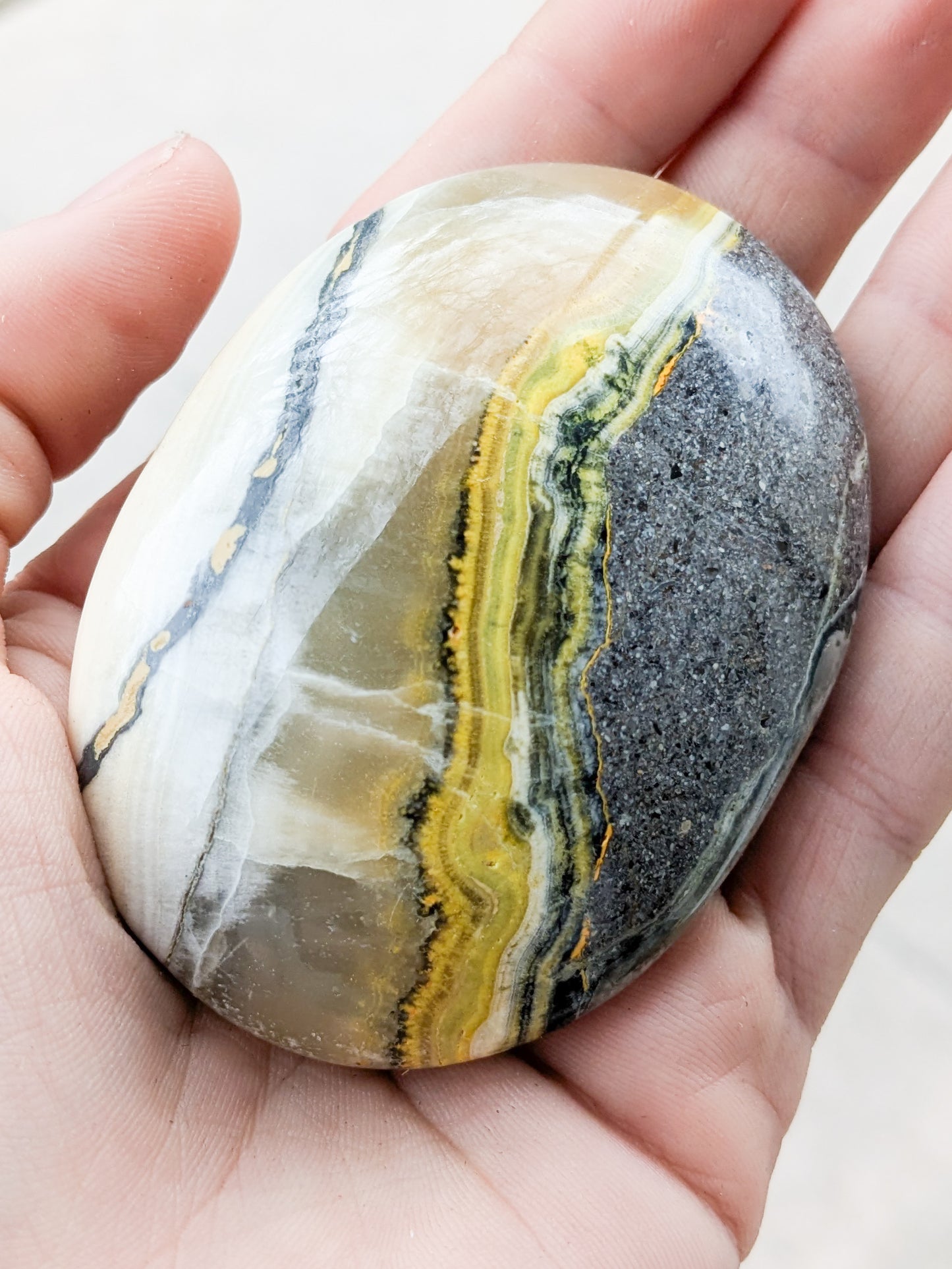 Bumblebee Jasper Palm Stone