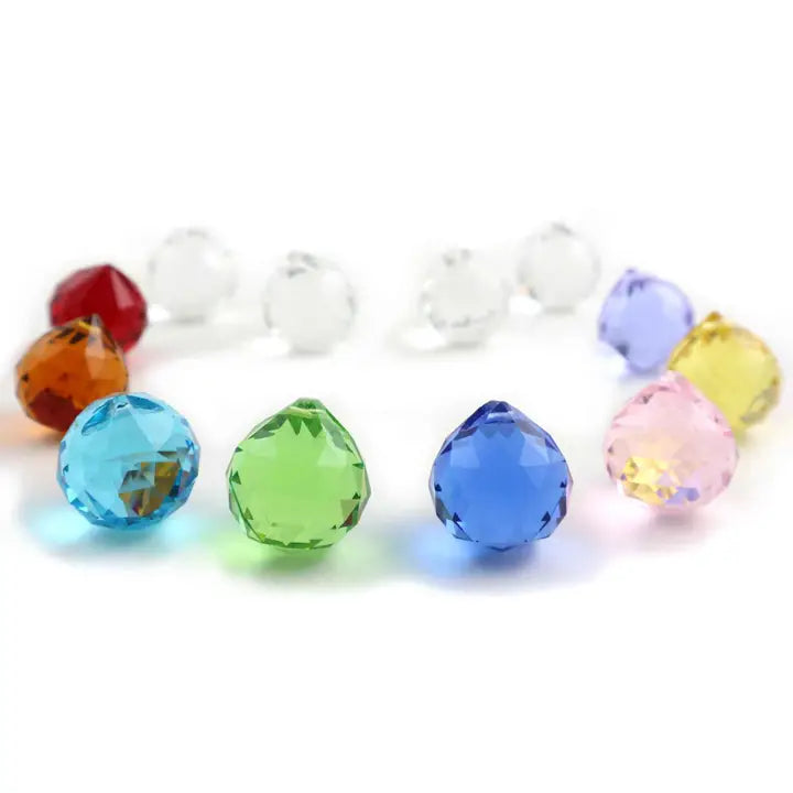 Chakra Faceted Crystal Ball Multi Colors - 30mm