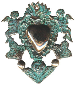 Copper Milagro Heart With Angels