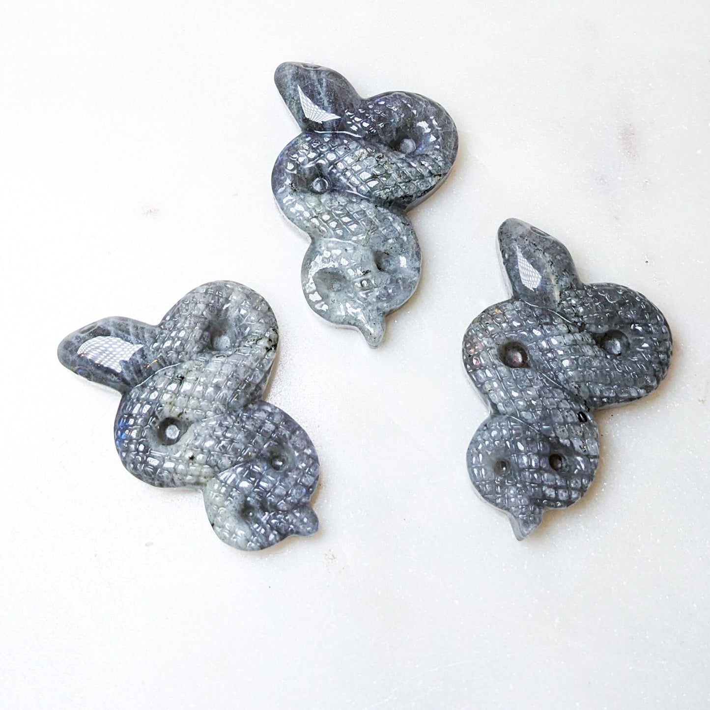 Carved Crystal Snakes 2"