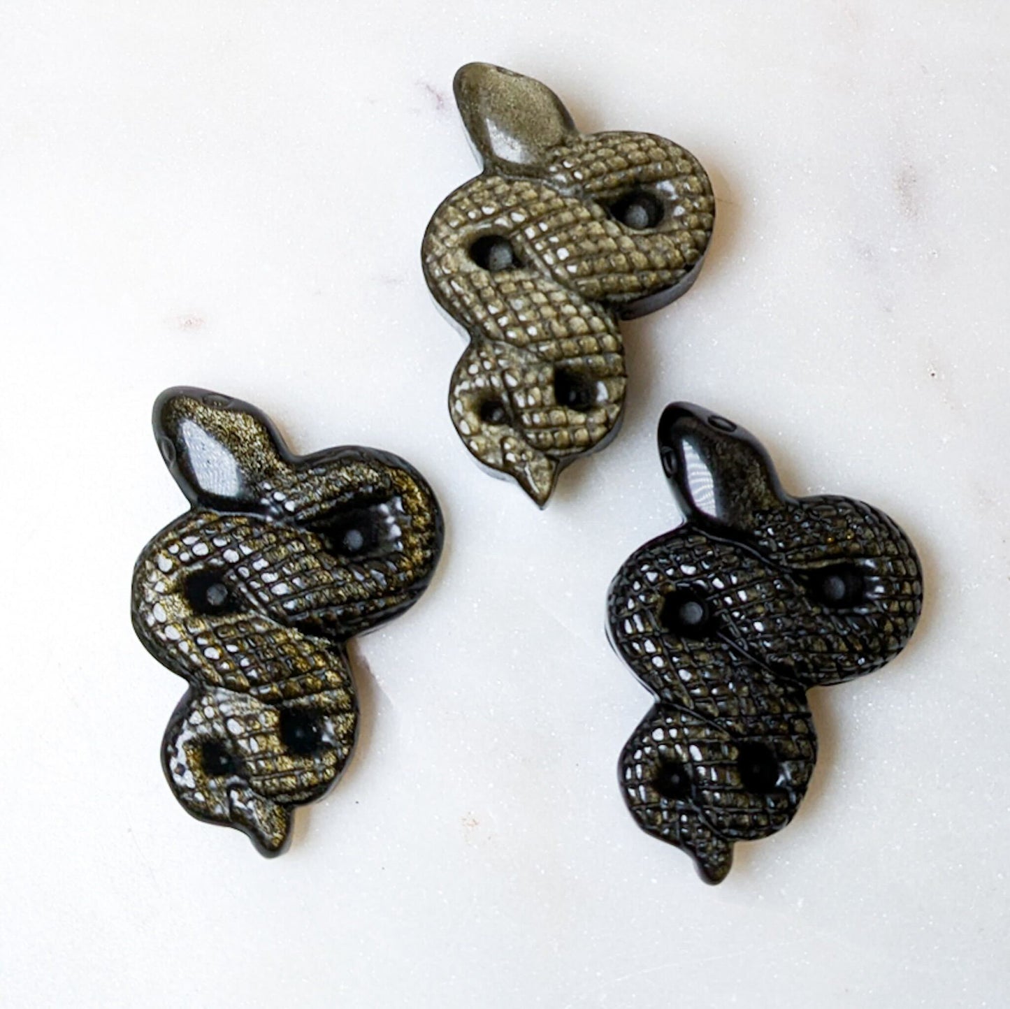 Carved Crystal Snakes 2"