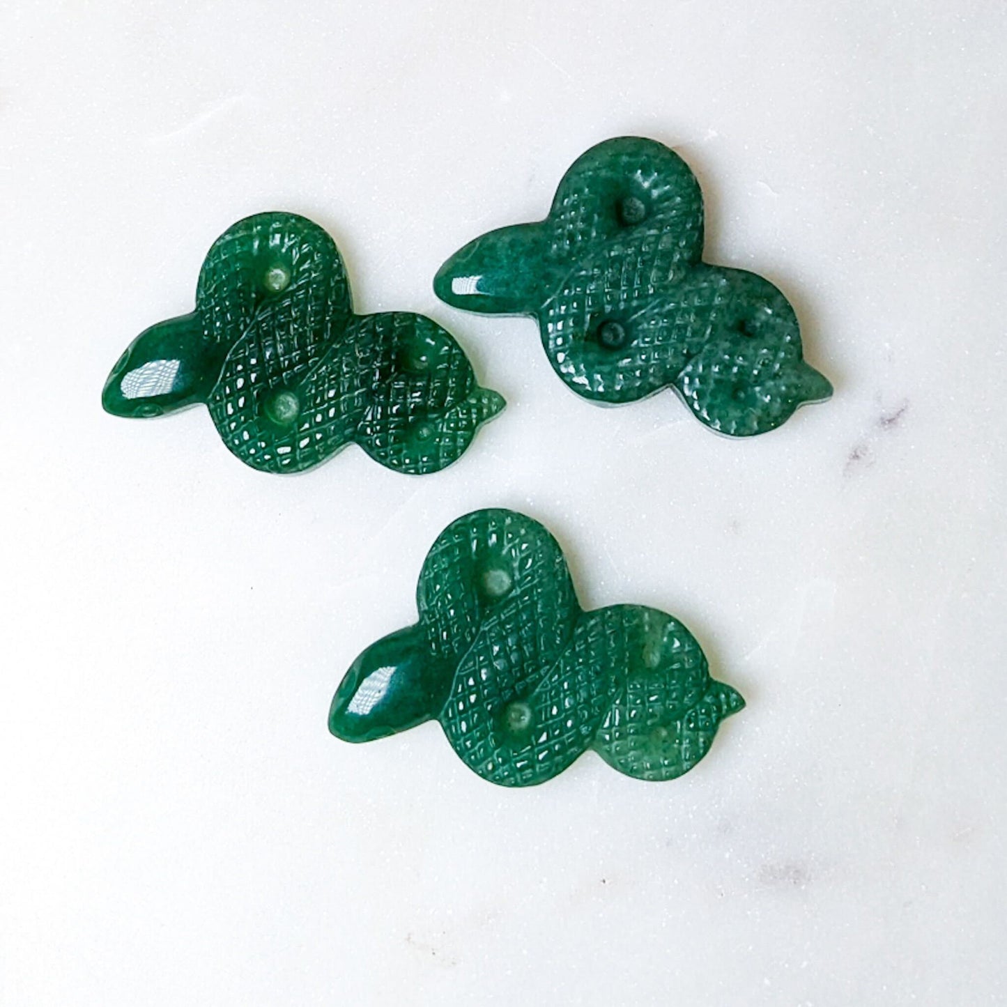 Carved Crystal Snakes 2"