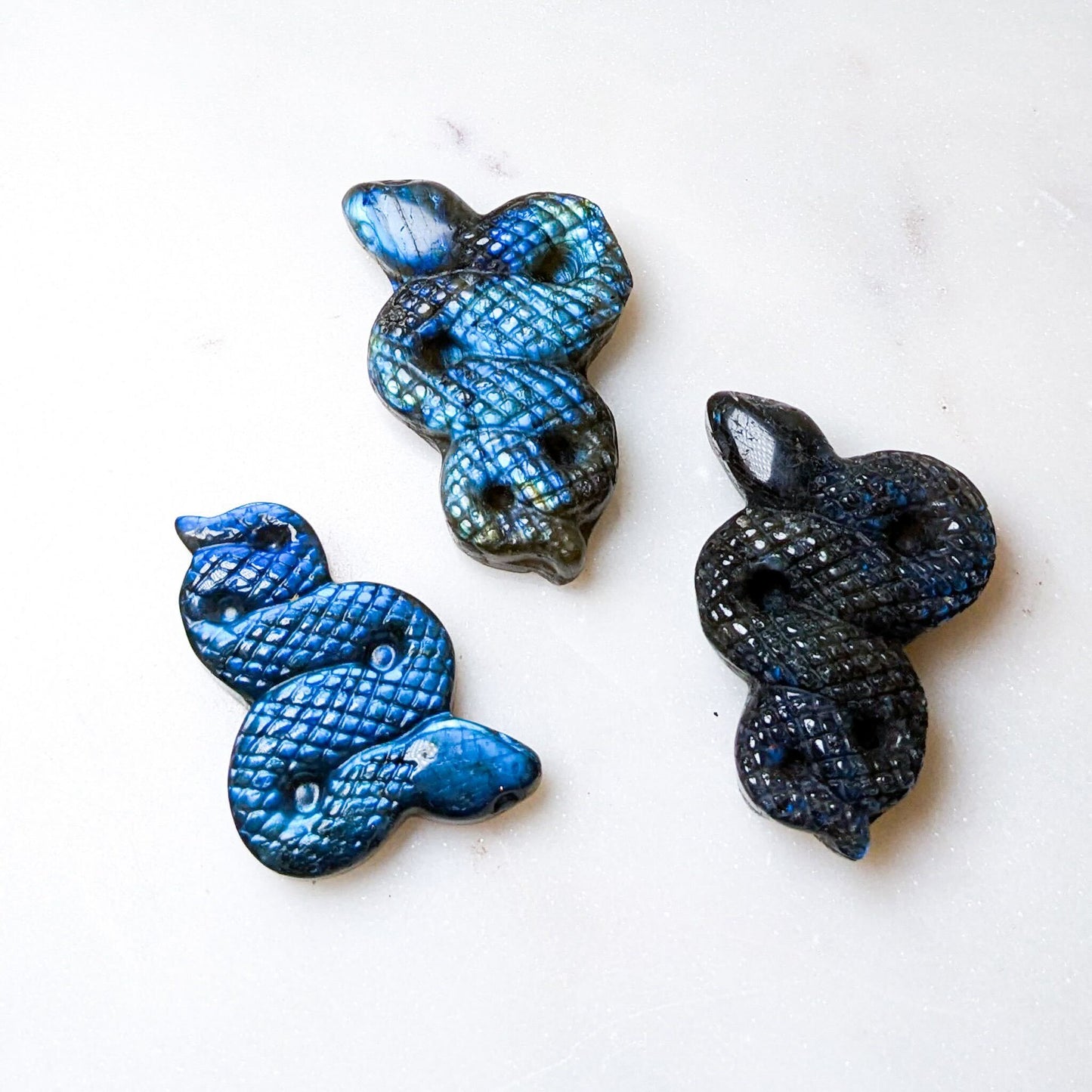 Carved Crystal Snakes 2"