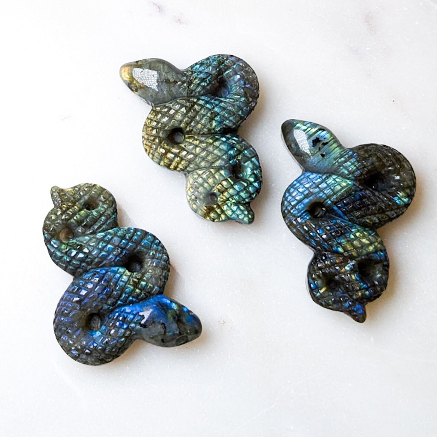 Carved Crystal Snakes 2"