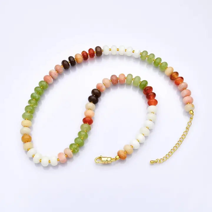 18K Gold-Filled Earth Tone Gradient Rondelle Gemstone Necklace