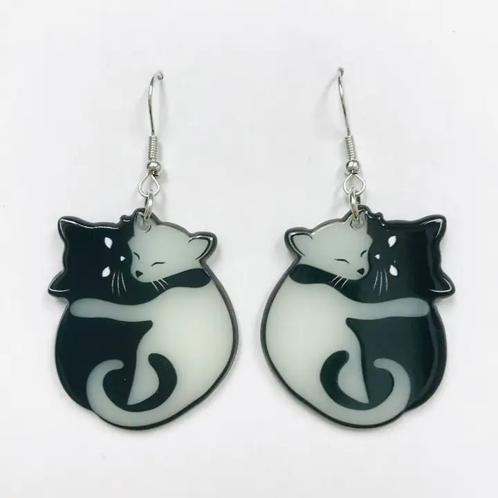Cats Hugging- Glow In The Dark Earrings