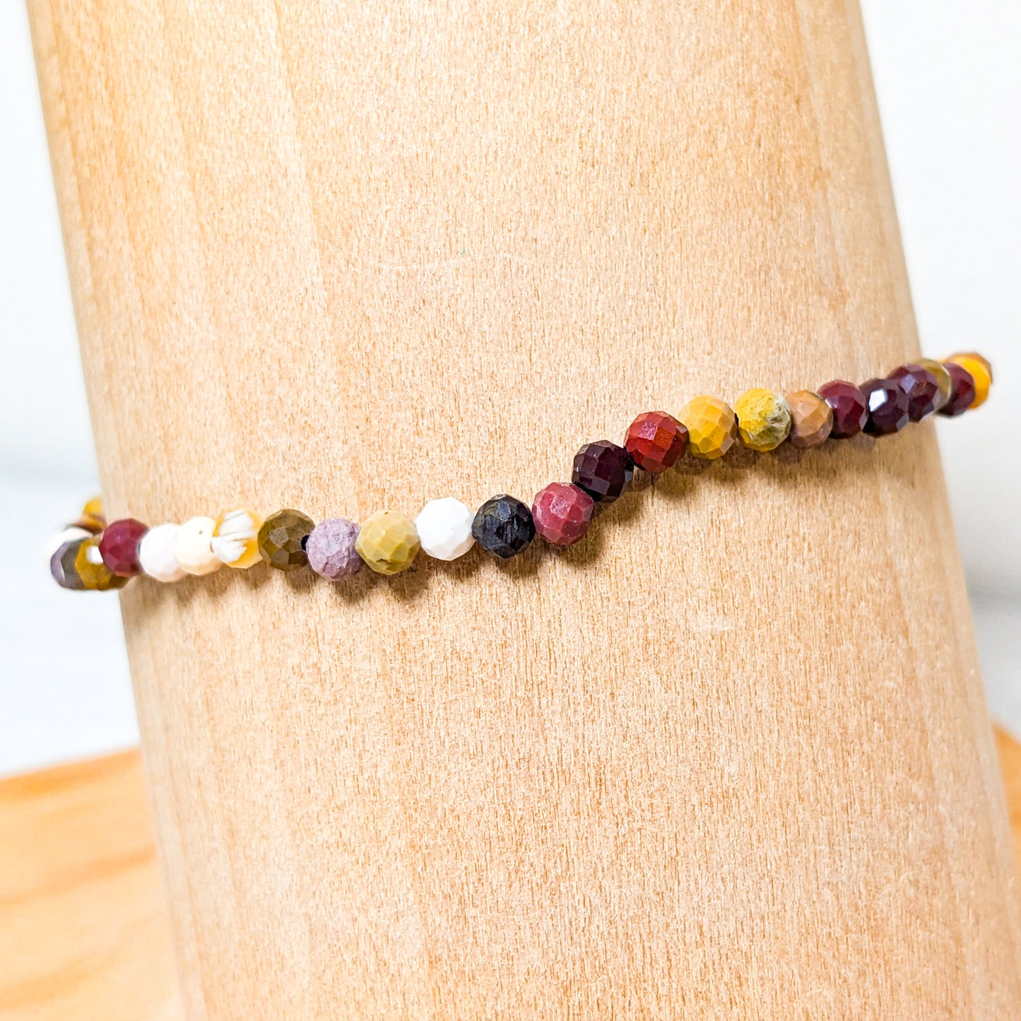 4mm Faceted Mookaite Jasper Beaded Bracelet