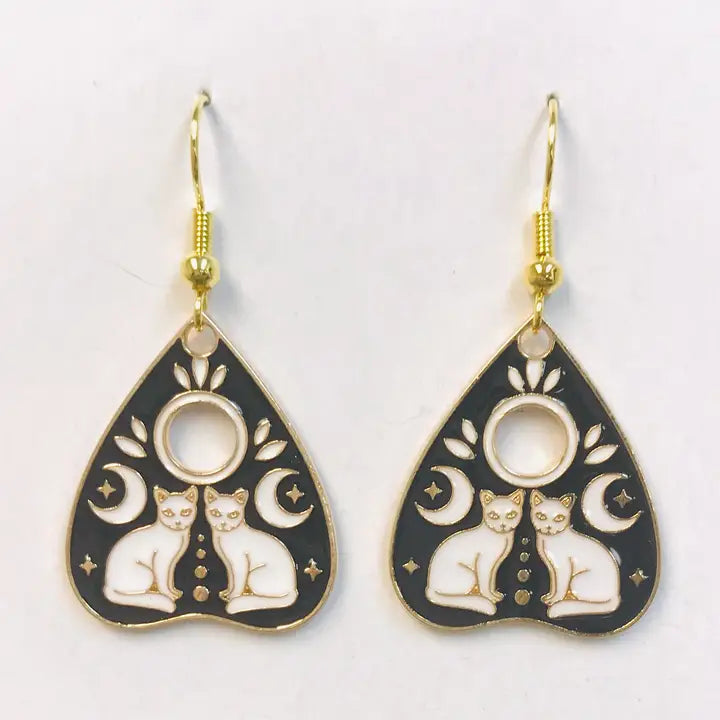 Ouija Twin Cat Earrings