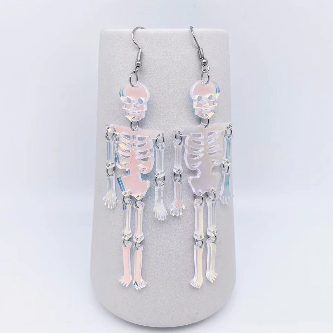 DND Halloween Acrylic Reflecting Light Skull Earrings
