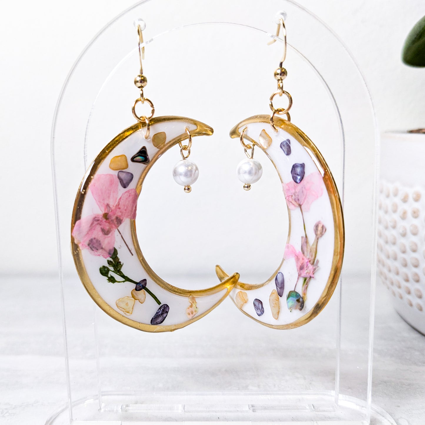 Pressed Flower and Mushroom Earrings