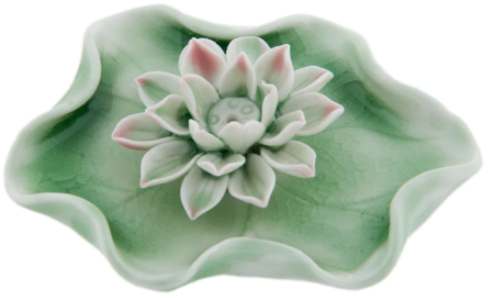 Lotus Incense Holder - Crackle Celadon