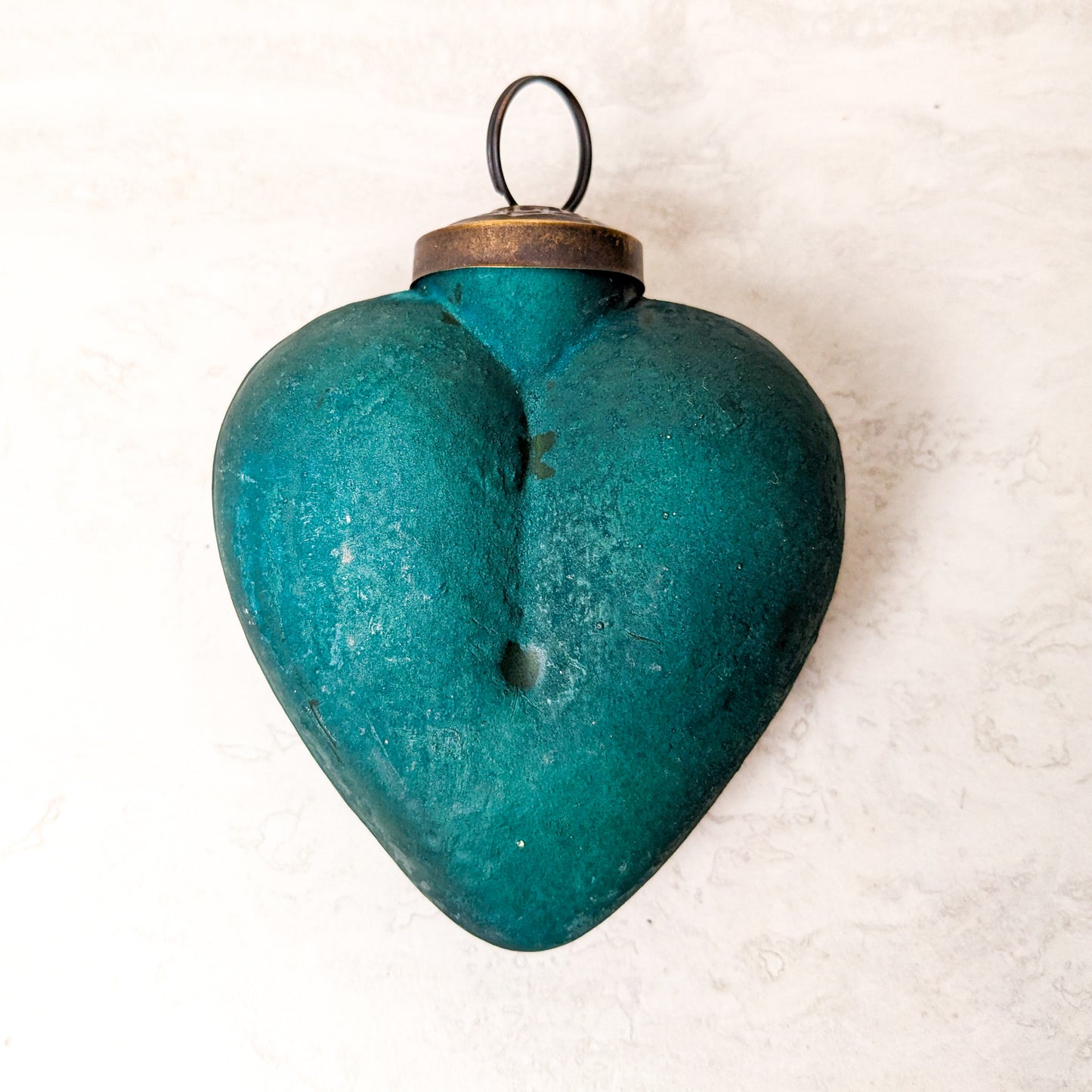Teal Glass Heart Ornament