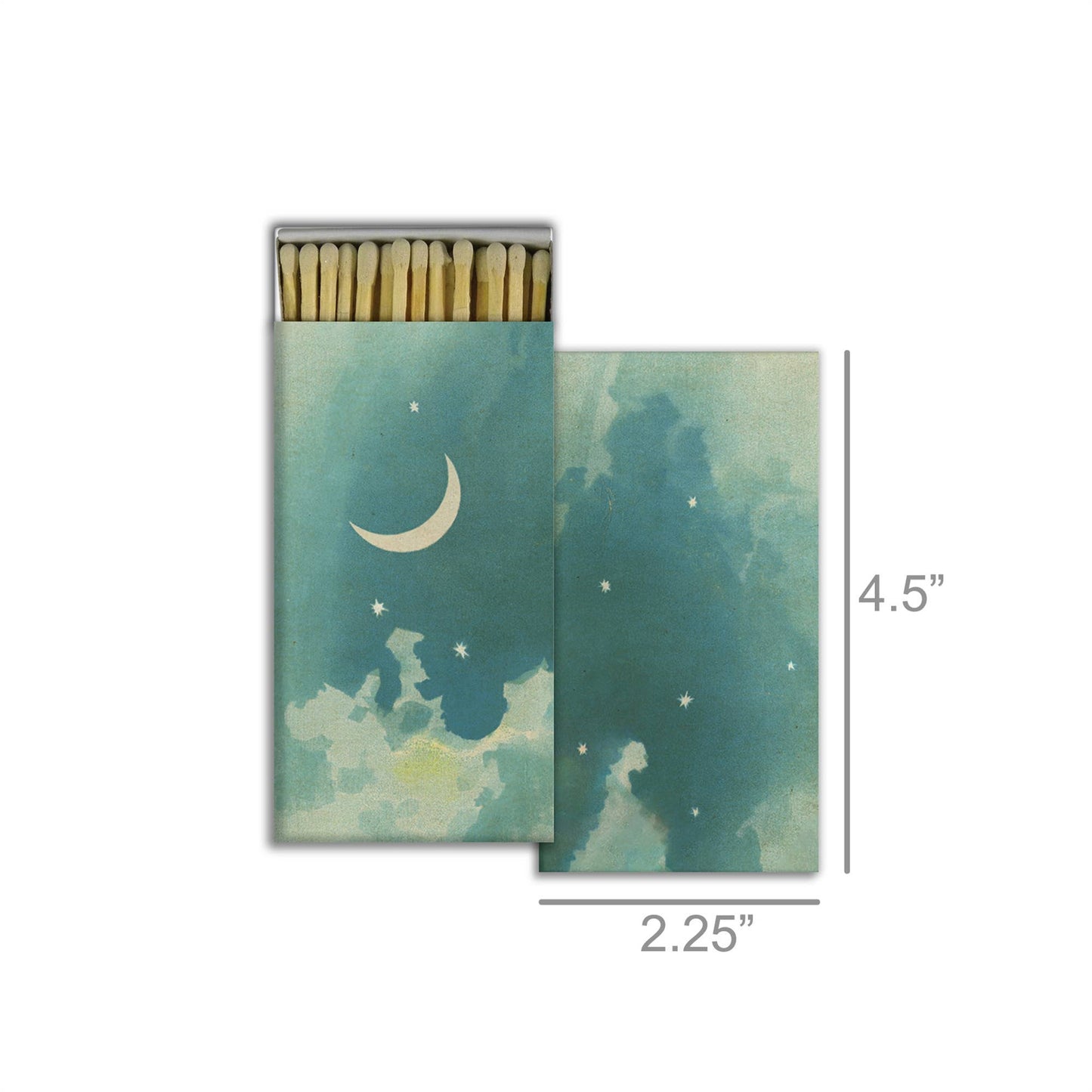Matchbox with celestial design on a white background