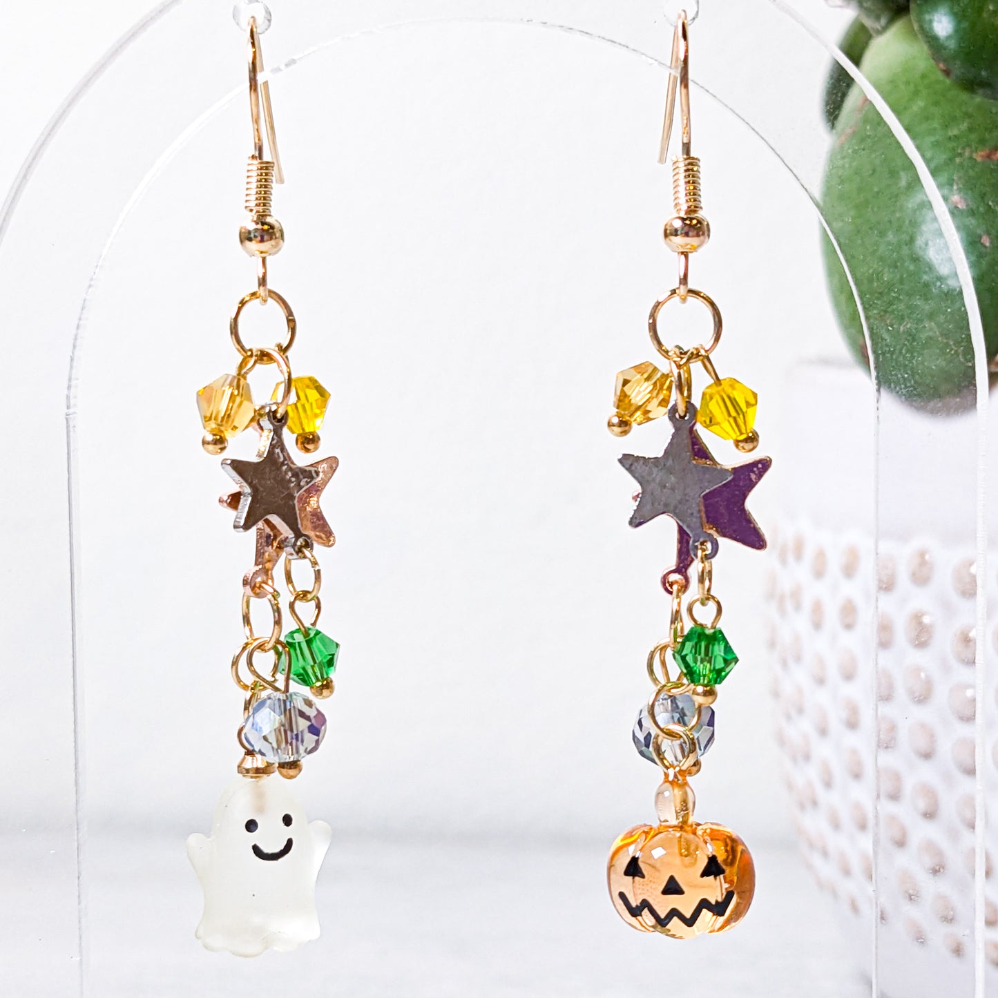 Pumpkin Ghost Asymmetric Earrings