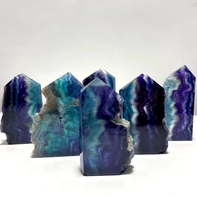 Rainbow Fluorite Raw 4 Sided Towers