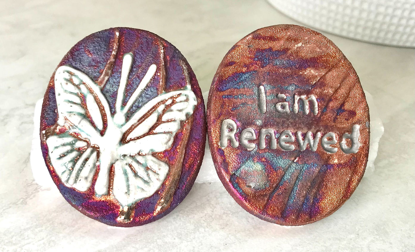 (Magnet) Raku Handmade Spirit Medallion with Affirmations | Various Themes