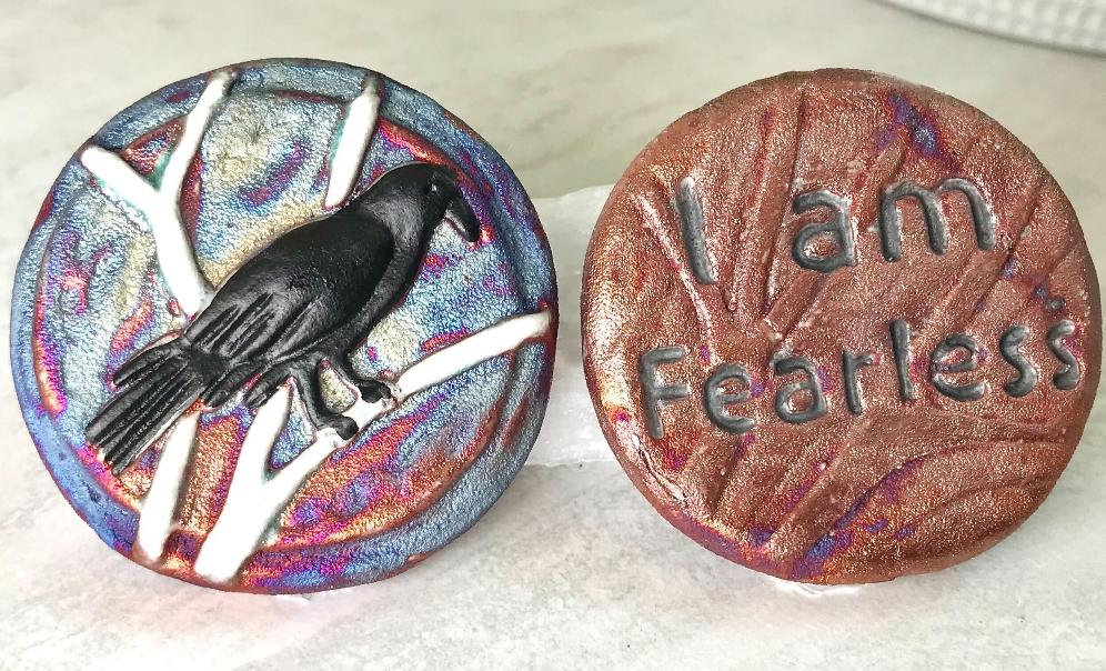(Magnet) Raku Handmade Spirit Medallion with Affirmations | Various Themes