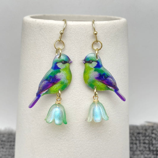 Resin Birds with Flowers