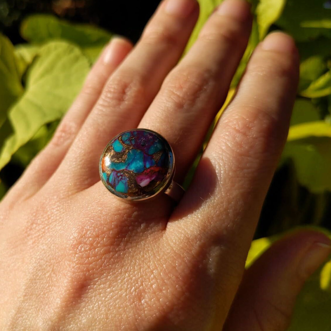 Kingman Pink Dahlia Turquoise Sterling Silver Rings (Copy)