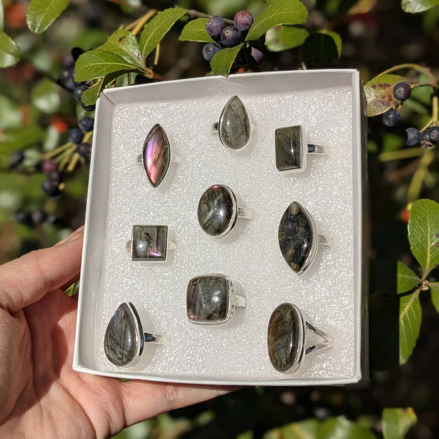 Purple Fire Labradorite Rings