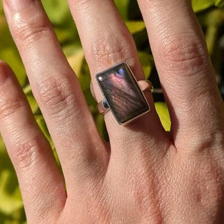 Purple Fire Labradorite Rings