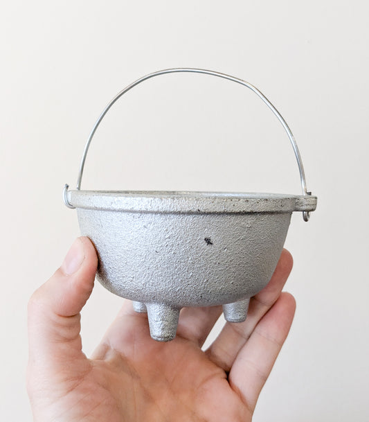 Silver Cast Iron Cauldron