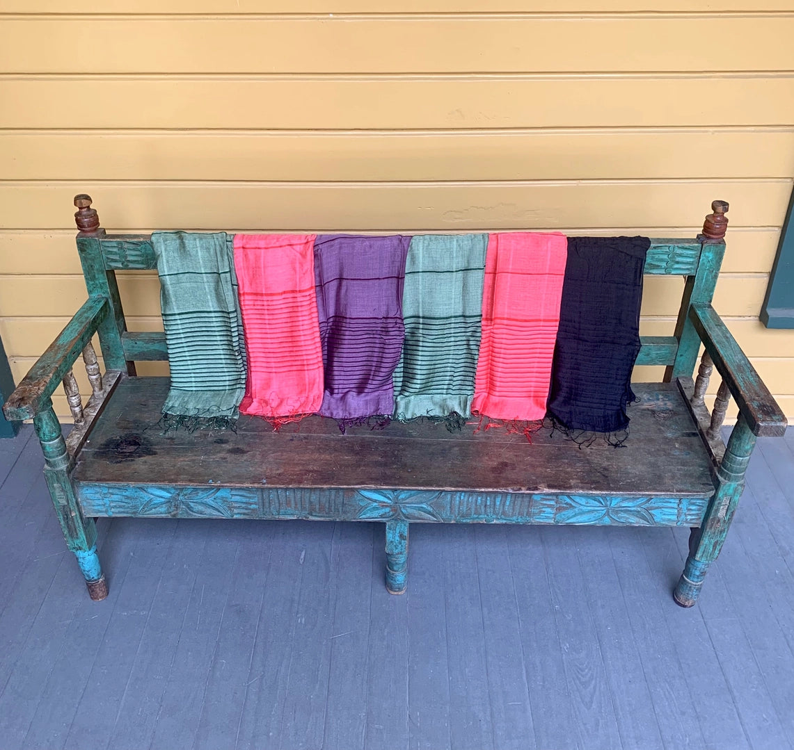 Subtle Stripe Cotton and Linen Scarf